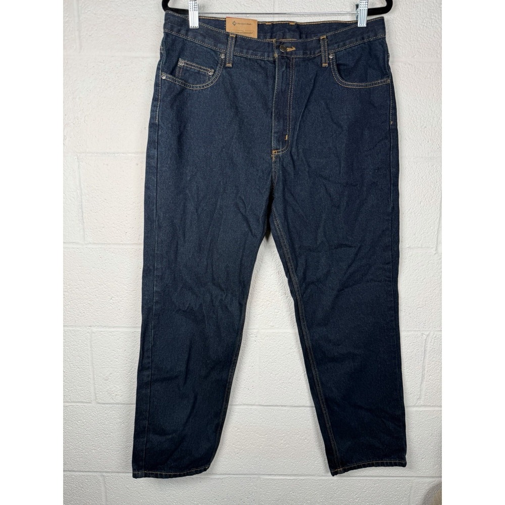 NWT Member's Mark Relaxed Fit Heavyweight Jeans Men's 34x29 Dark Wash Cotton